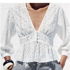 Zara Eyelet Embroidery Shirt